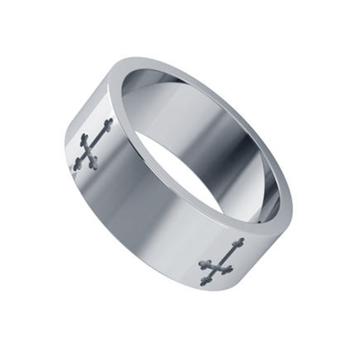 Cross Shape Sterling Silver Men's Ring - 92.5 Rhodium Plated, High Polish With Cubic Zirconia, Available In All Us Sizes, Ideal For Gifts And Parties