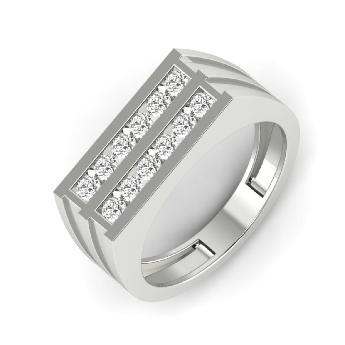 Cross Shape Sterling Silver Men's Ring - 92.5 Rhodium Plated, High Polish With Cubic Zirconia, Available In All Us Sizes, Ideal For Gifts And Parties