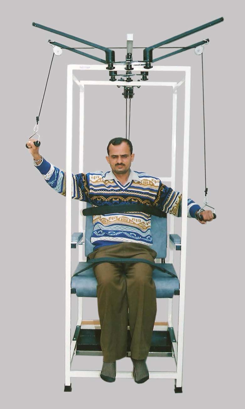 Imi-2794 Multi-exercise Therapy Chair - Iron, 100cm L X 67cm W X 190cm H, Off White | Overhead Pulley System, Adjustable Backrest, Compact Design