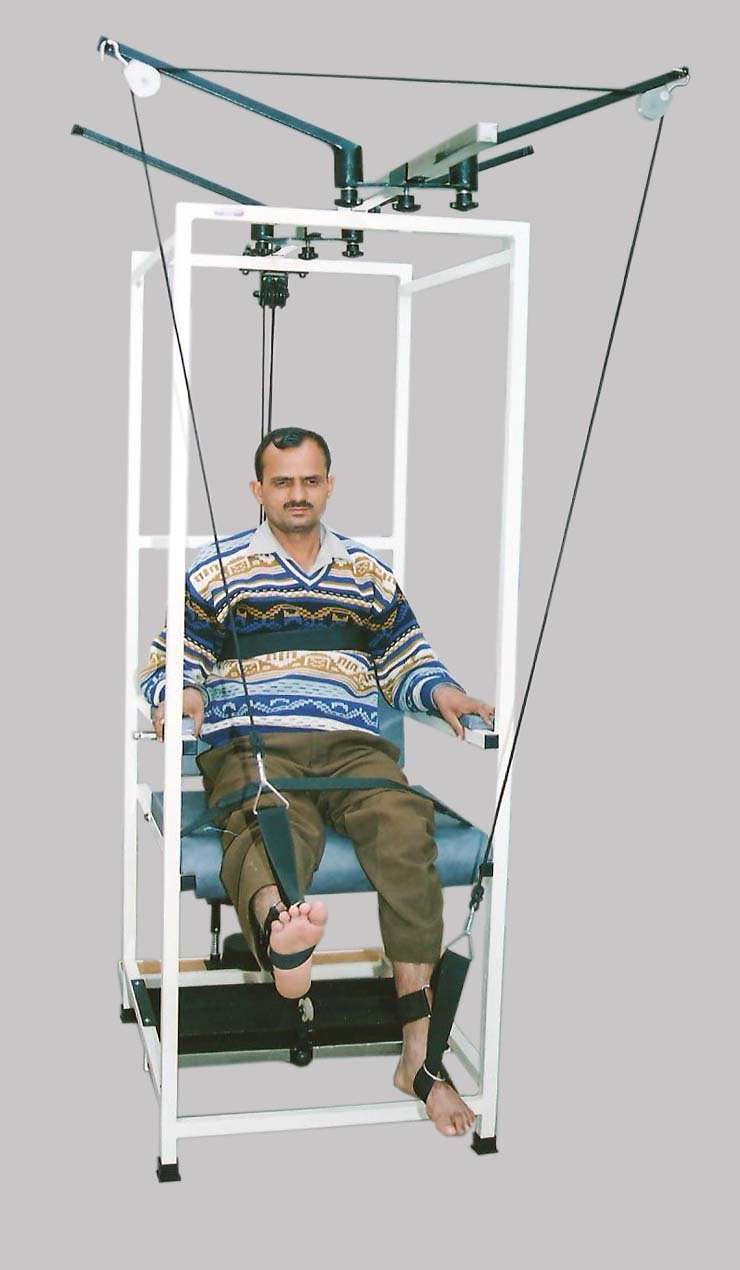 Imi-2794 Multi-exercise Therapy Chair - Iron, 100cm L X 67cm W X 190cm H, Off White | Overhead Pulley System, Adjustable Backrest, Compact Design