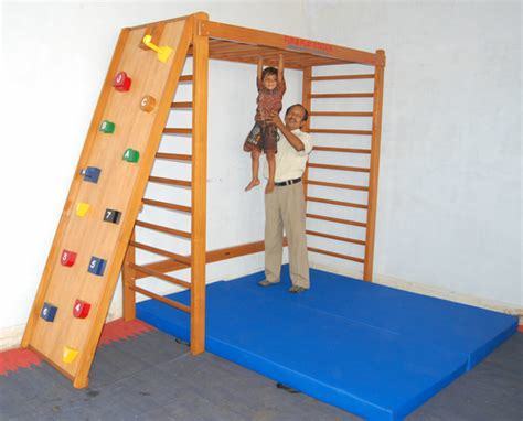 Imi-1887 Activity Fun Gym - Wooden Play Station For Children With Special Needs | Indoor Activity Station, Natural Color, Includes Ladders, Monkey Bars, Ramp & Roll System, Safety Mattresses