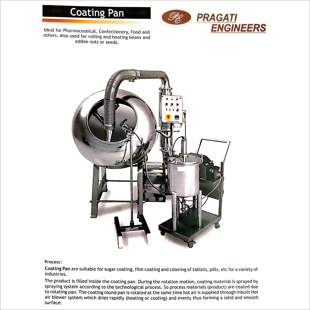 Coating Pan - Stainless Steel, 1000-2000 mm Dimensions, 3-5 kW Power | Variable Speed, GMP Compliance for Efficient Tablet Coating