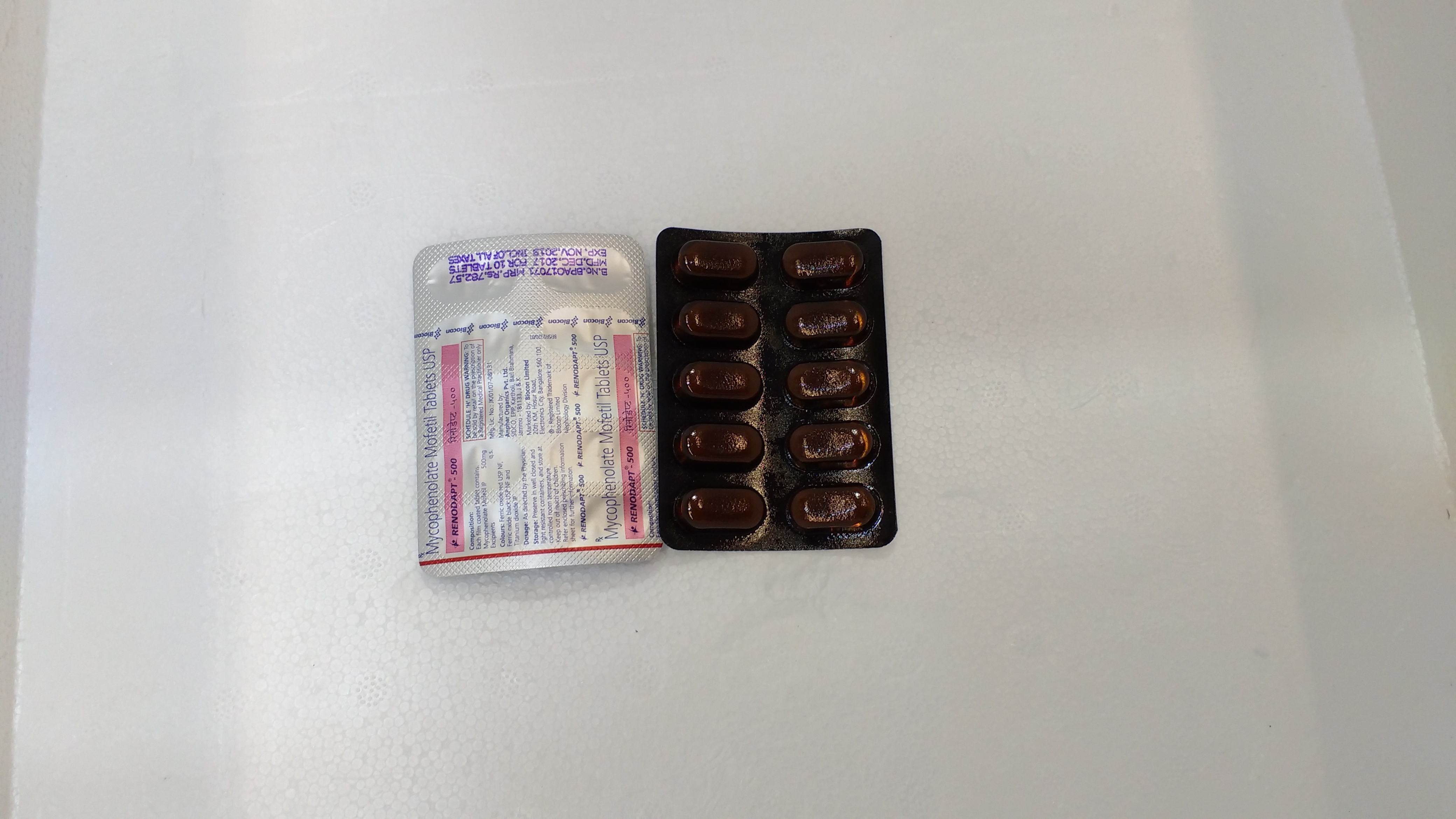 Renodapt 500 Tablet Ingredients: Mycophenolate Mofetil (500mg)
