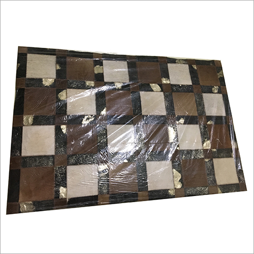 Black-White-Brown Hair On Foil Leather Foot Mat