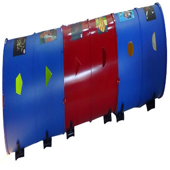 Imi 1518 Crawling Tunnel 3 Meter Long In 3 Parts - Aluminium, 2.7m Long X 50cm Dia., Bright Colors, Padded Eva Foam Interior, Windows For Supervision