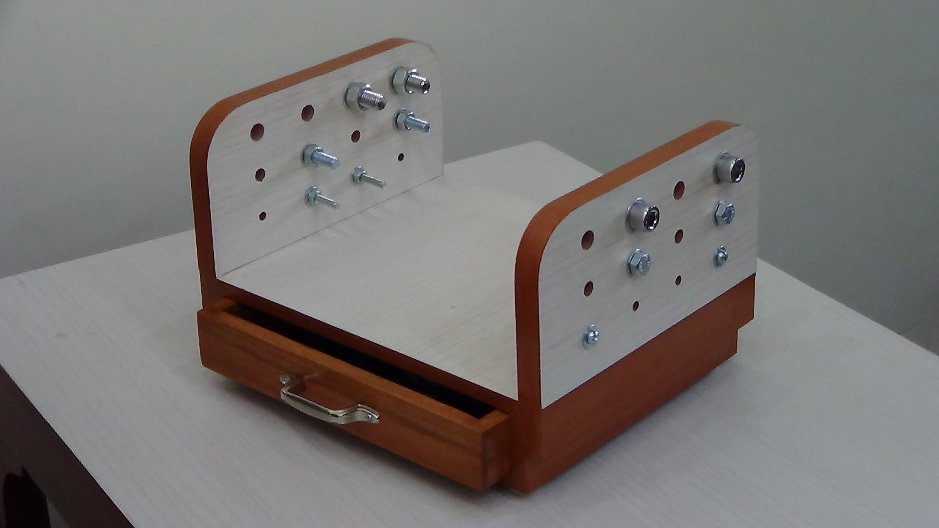 Imi-1441 Hand-tool's Test Frame (Nuts & Bolts) - Zinc-plated Bolts & Nuts Set, Wooden Storage Box | Portable, Multi-color, Suitable For All Ages, 1 Kg