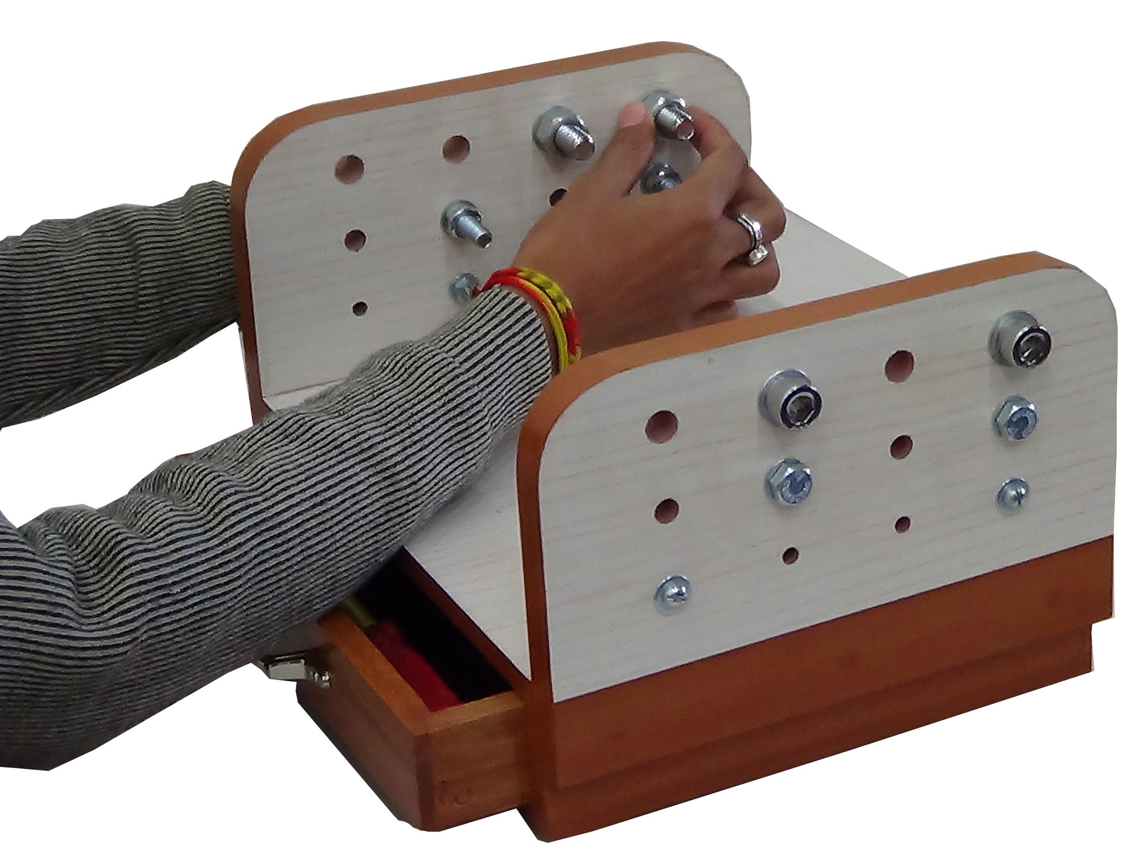 Imi-1441 Hand-tool's Test Frame (Nuts & Bolts) - Zinc-plated Bolts & Nuts Set, Wooden Storage Box | Portable, Multi-color, Suitable For All Ages, 1 Kg