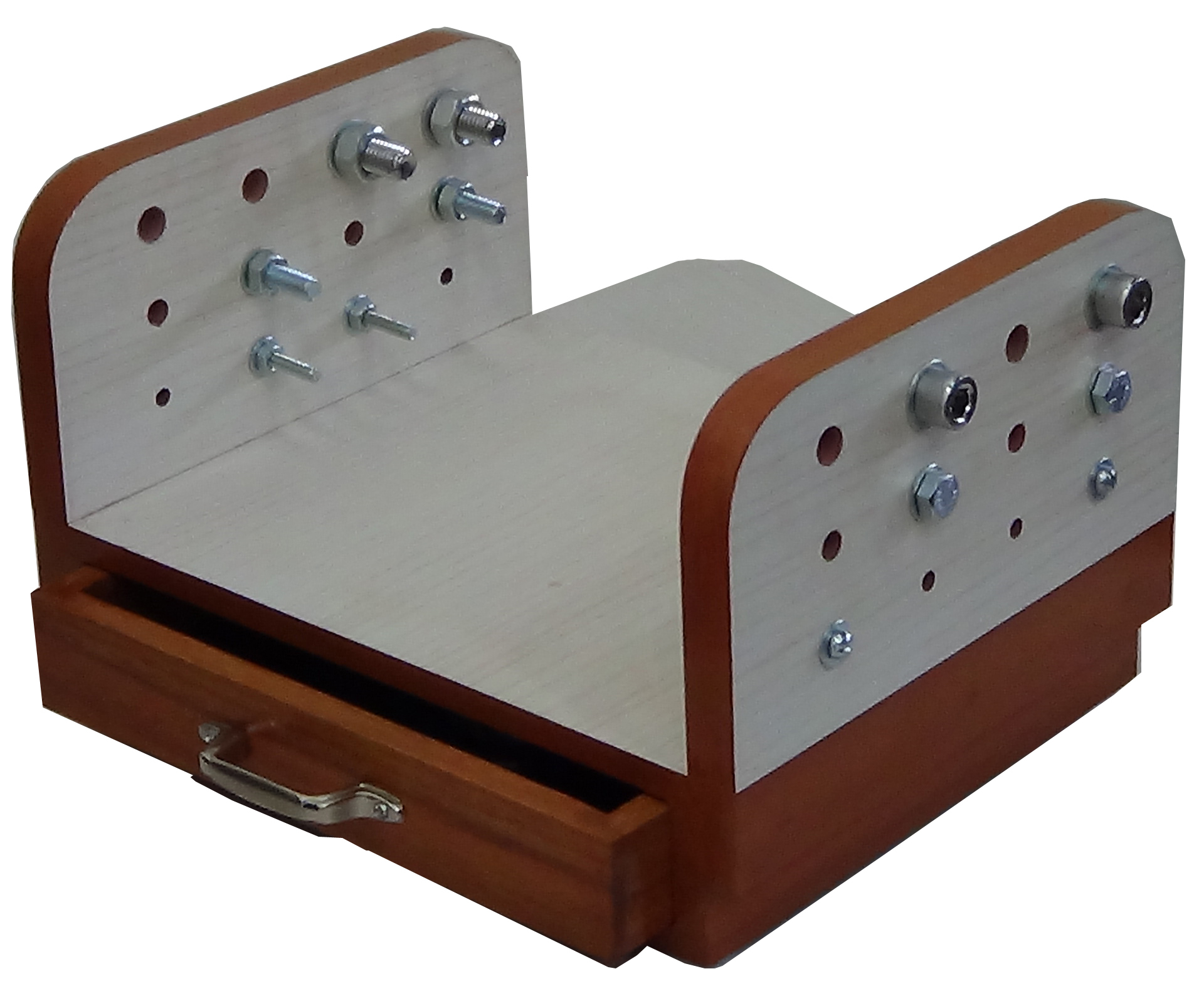 Imi-1441 Hand-tool's Test Frame (Nuts & Bolts) - Zinc-plated Bolts & Nuts Set, Wooden Storage Box | Portable, Multi-color, Suitable For All Ages, 1 Kg