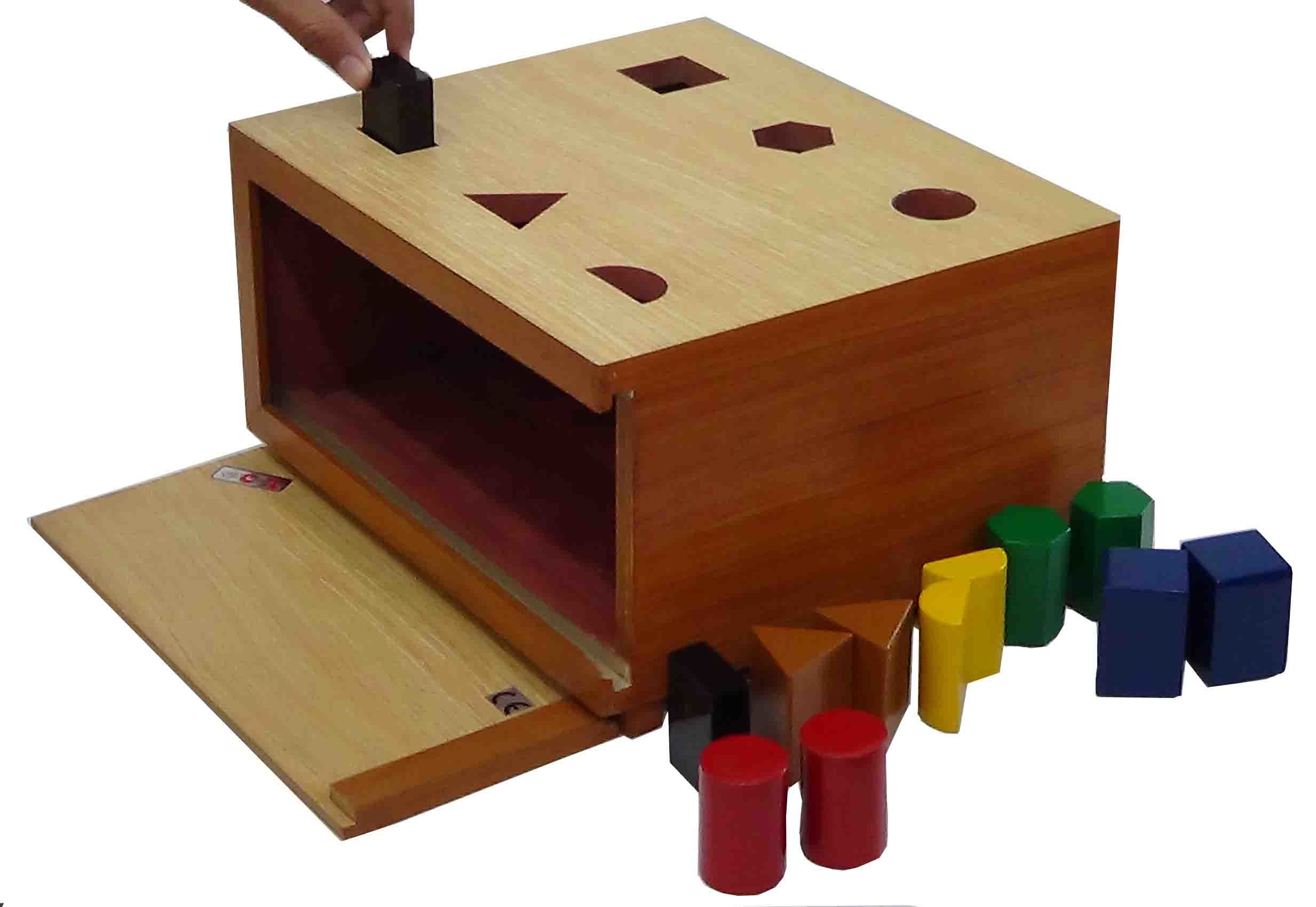 Posting Box 6 Different Shaped Pegs - Wooden, 195x70x50 To 95 Cm, Off-white | Portable, Manipulative For Colour Recognition & Basic Sorting Skills