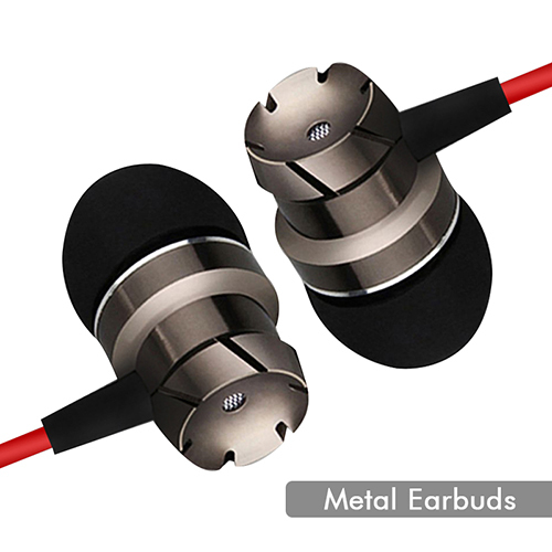Ptron Hbe6 - Metal & Abs With Tpe Elements | In-ear 10mm Dynamic Drivers, Ergonomic Fit, Noise Isolation, Universal 3.5mm Jack, Mic Control