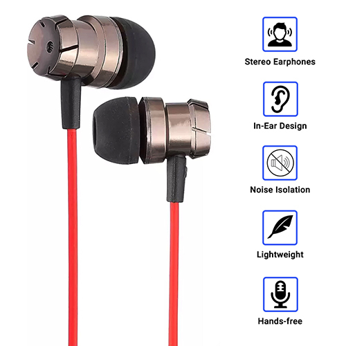 Ptron Hbe6 - Metal & Abs With Tpe Elements | In-ear 10mm Dynamic Drivers, Ergonomic Fit, Noise Isolation, Universal 3.5mm Jack, Mic Control