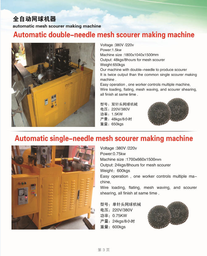 Double Needle Mesh Scourer Machine