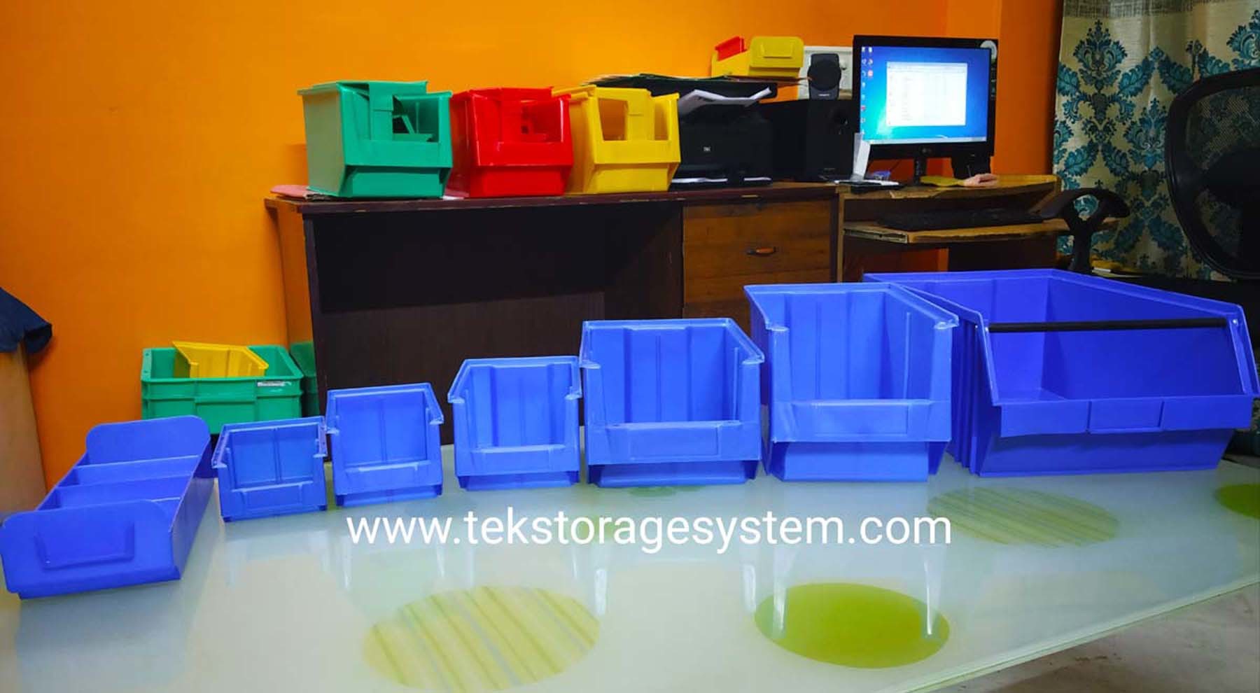 Plastic Storage Drawers - Polypropylene Material, 337mm X 137mm X 62mm, Blue Color | Features 3 Partitions For Organized Small Parts Storage
