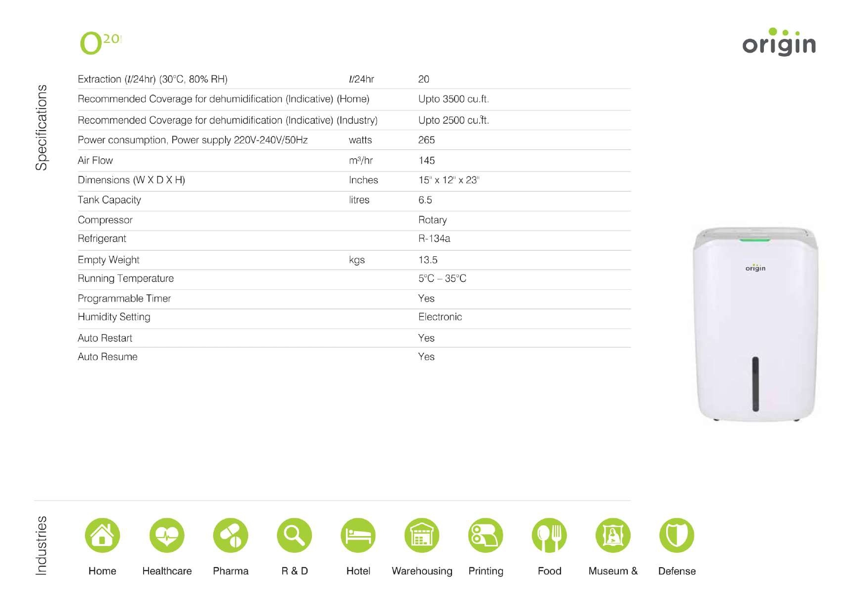 20lit Capacity Portable Dehumidifier Capacity: 20 Liter/day
