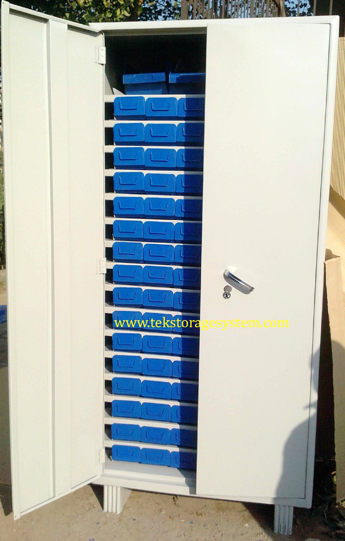 Tek Plastic Drawer Almirah - 1950 Mm X 400 Mm X 925 Mm, 96 Drawers For 384 Compartments, Includes 4 Tek Big Bins, 1 Year Warranty
