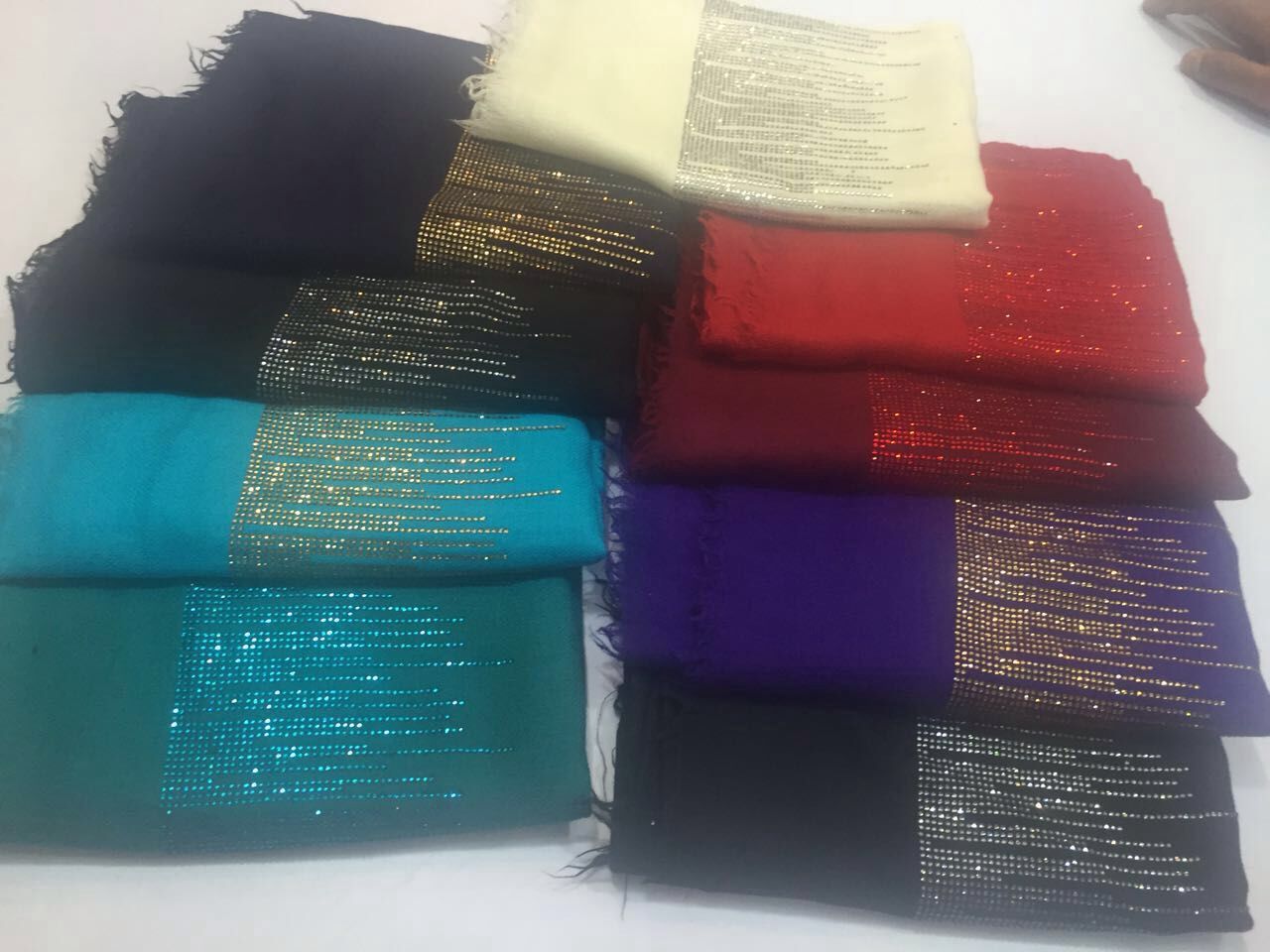 Pashmina Swarovsky Stole , Size-70x200cm - Color: Required Based