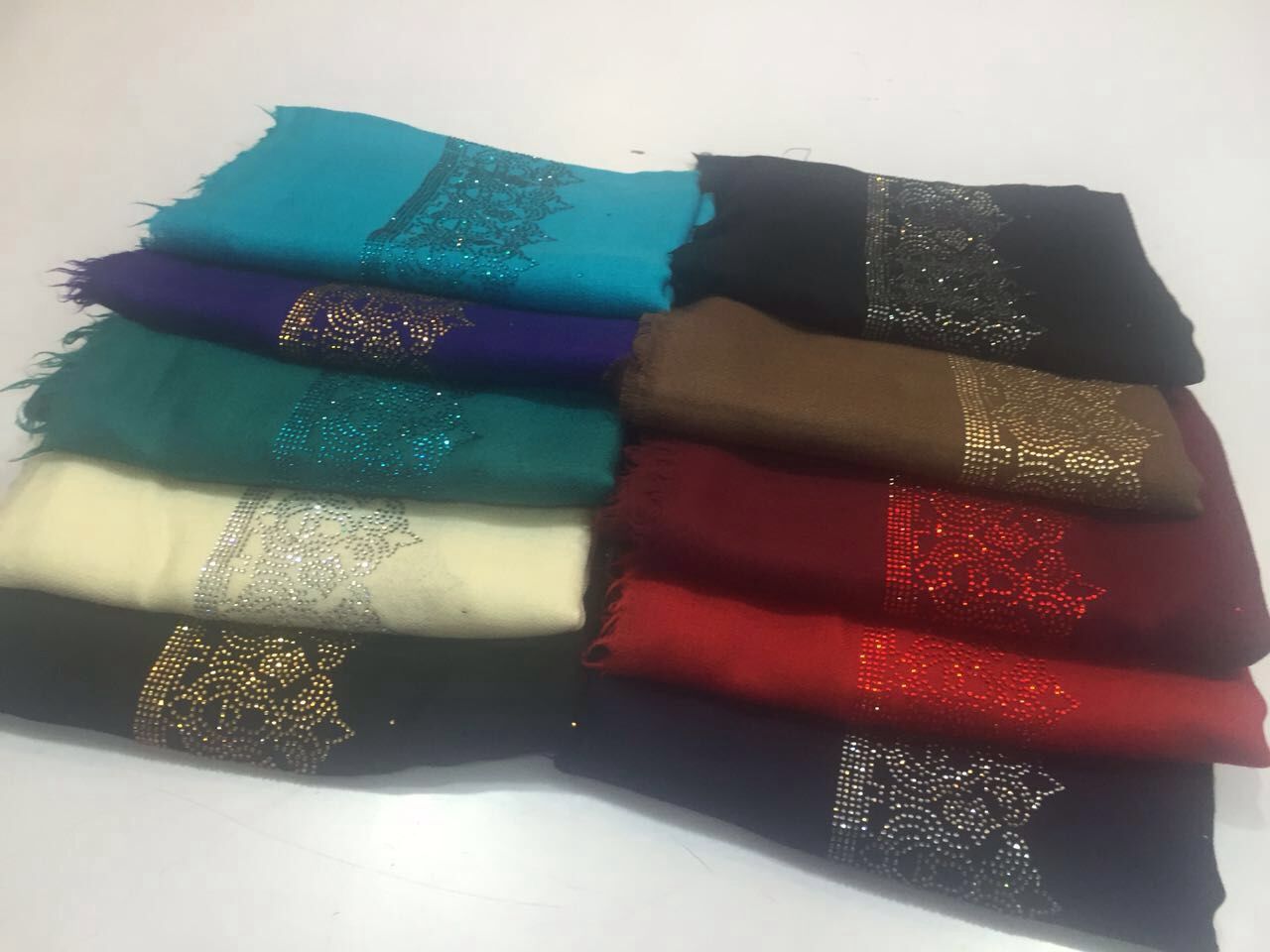 Pashmina Swarovsky Stole , Size-70x200cm - Color: Required Based