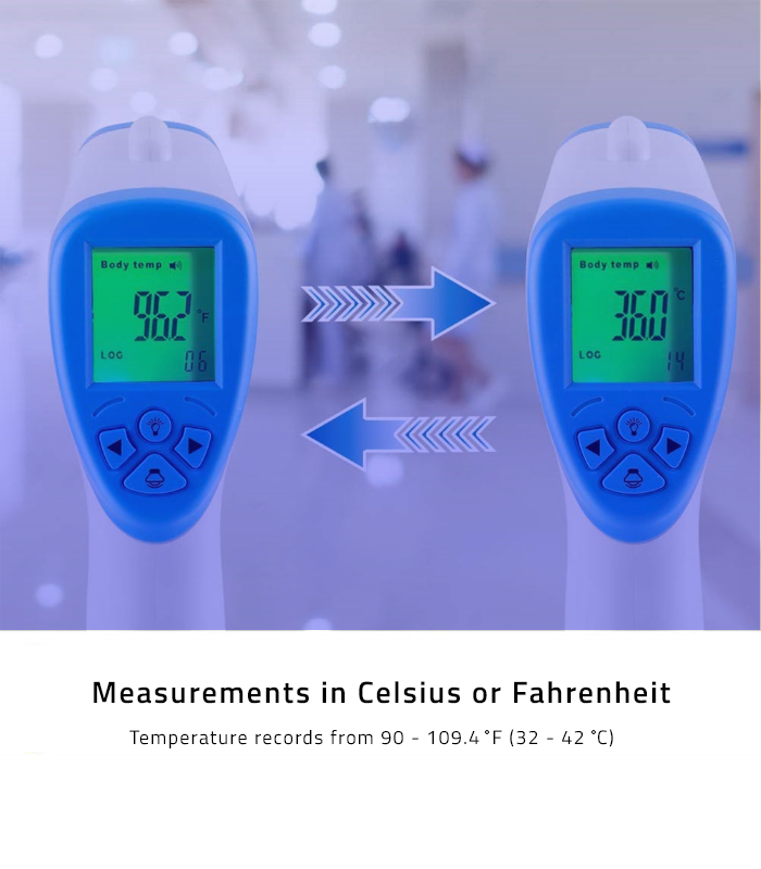 Non Contact Infrared Thermometer - Aluminum Body, 32.0-42.9°c Temperature Range, 3-5cm Measurement Distance | Humidification Function, Automatic Shut-down Feature