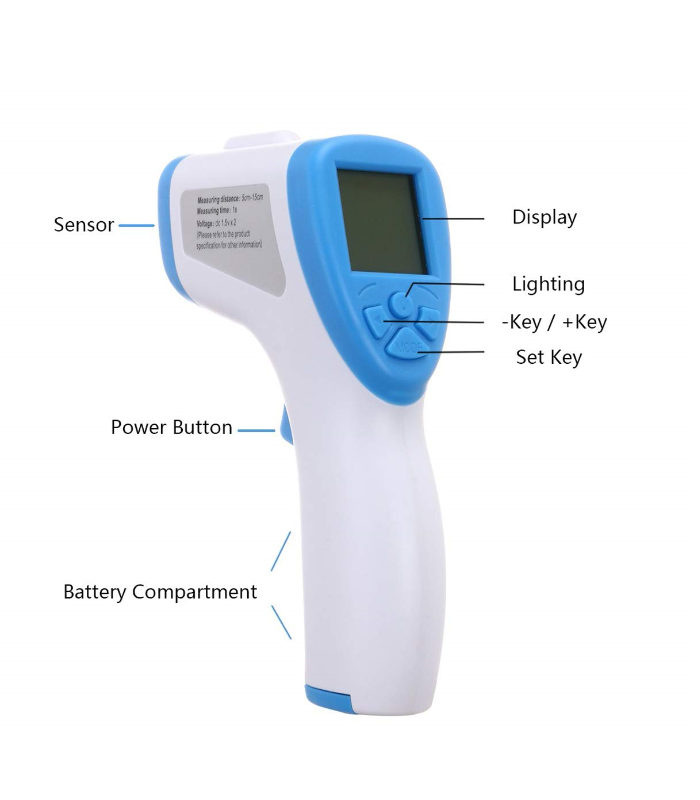 Non Contact Infrared Thermometer - Aluminum Body, 32.0-42.9°c Temperature Range, 3-5cm Measurement Distance | Humidification Function, Automatic Shut-down Feature