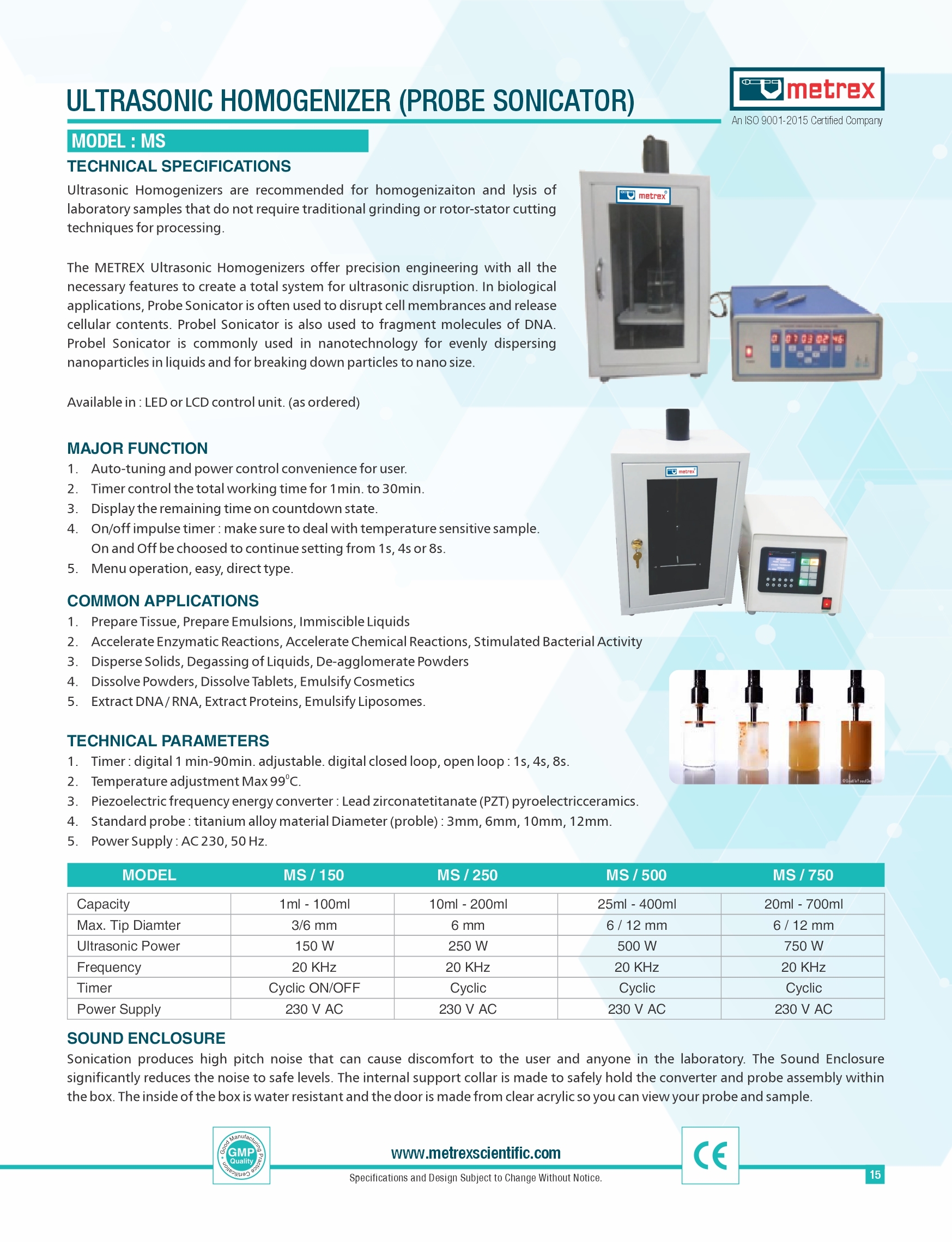 Ultrasonic Homogeniser ( Probe Sonicator )