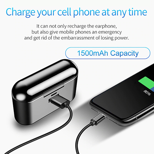 Ptron Tango True Wireless Stereo Earbuds - Abs + Pc Body, Lightweight Design, Black Color | High Bass Sound, Bluetooth 5.0, 30 Hours Extended Battery Backup