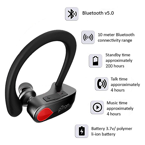Ptron Twins Pro In-ear True Wireless Stereo Bluetooth Headphones (Tws) Battery Backup: 4-5 Hours On A Single Charge Hours