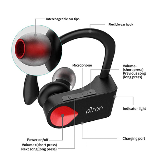 Ptron Twins Pro In-ear True Wireless Stereo Bluetooth Headphones (Tws) Battery Backup: 4-5 Hours On A Single Charge Hours