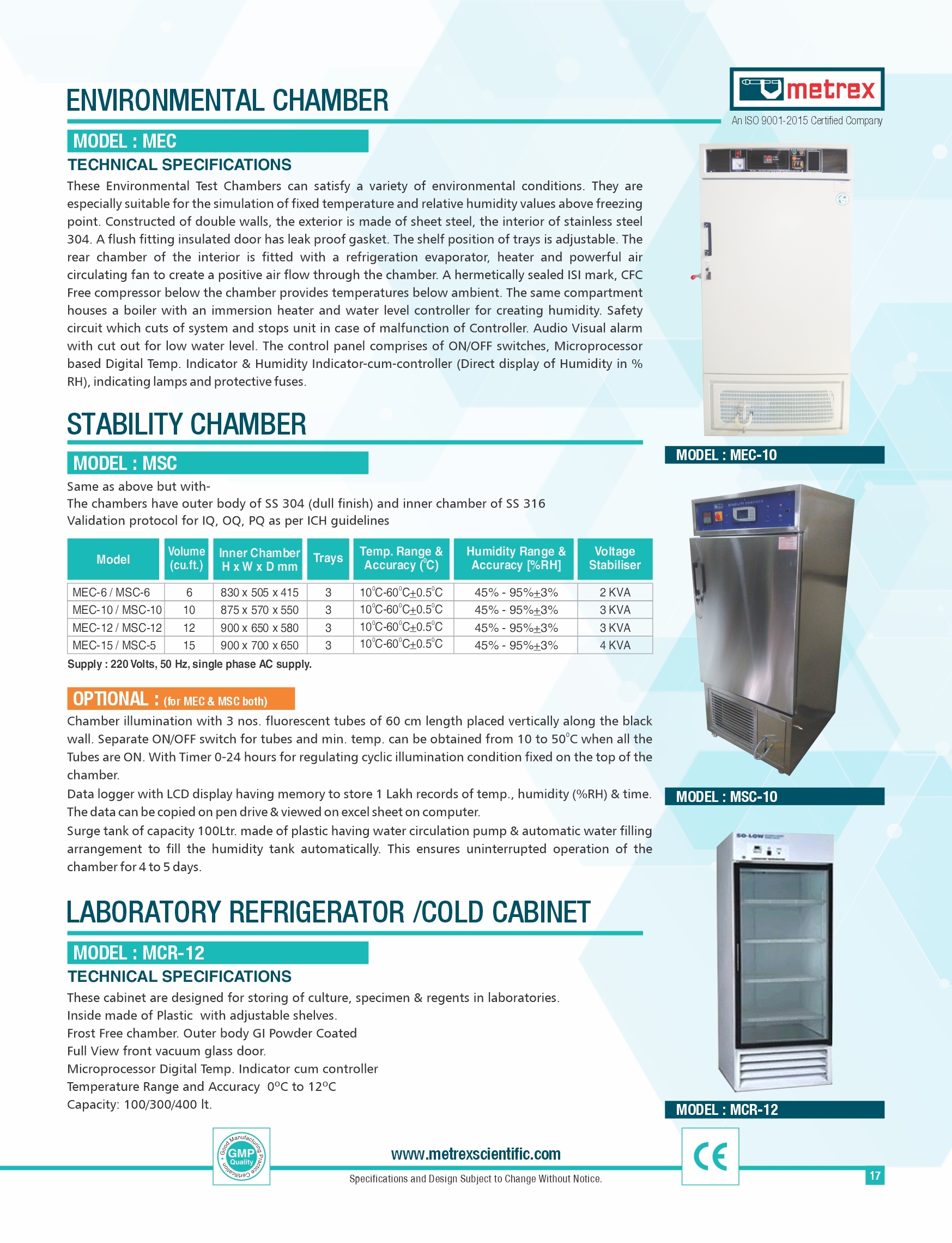 Stability Chamber - Stainless Steel, Model Msc-10, 220 Volt Electric | Semi-automatic, Easy To Install, High Performance, Long Life, 50-60 Hertz