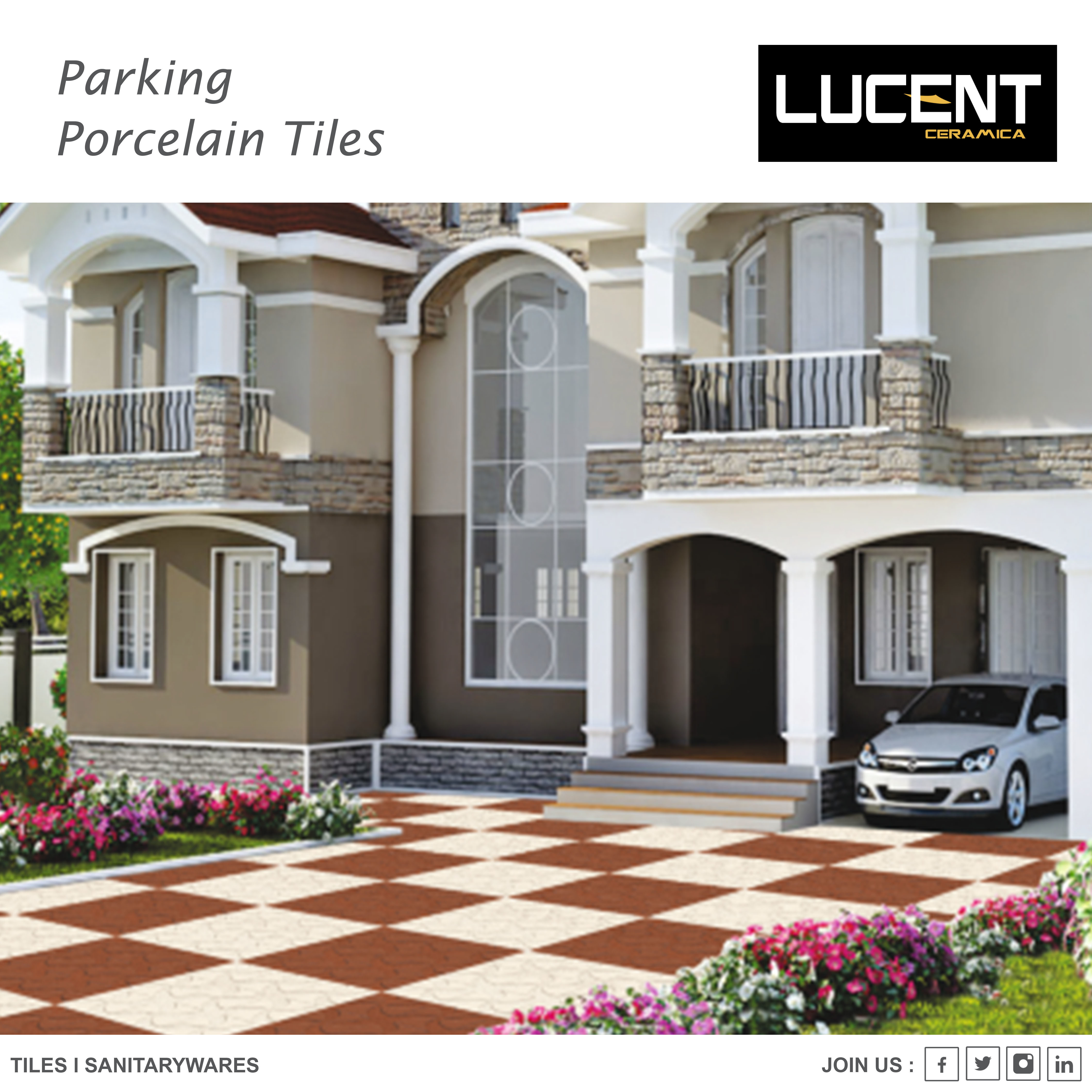 Ordinary Parking Tiles - Porcelain 30x30 Cm (12x12 Inch) Multi Color 8-9 Mm Thickness | Non-slip Full Body Finish Square Edge Design