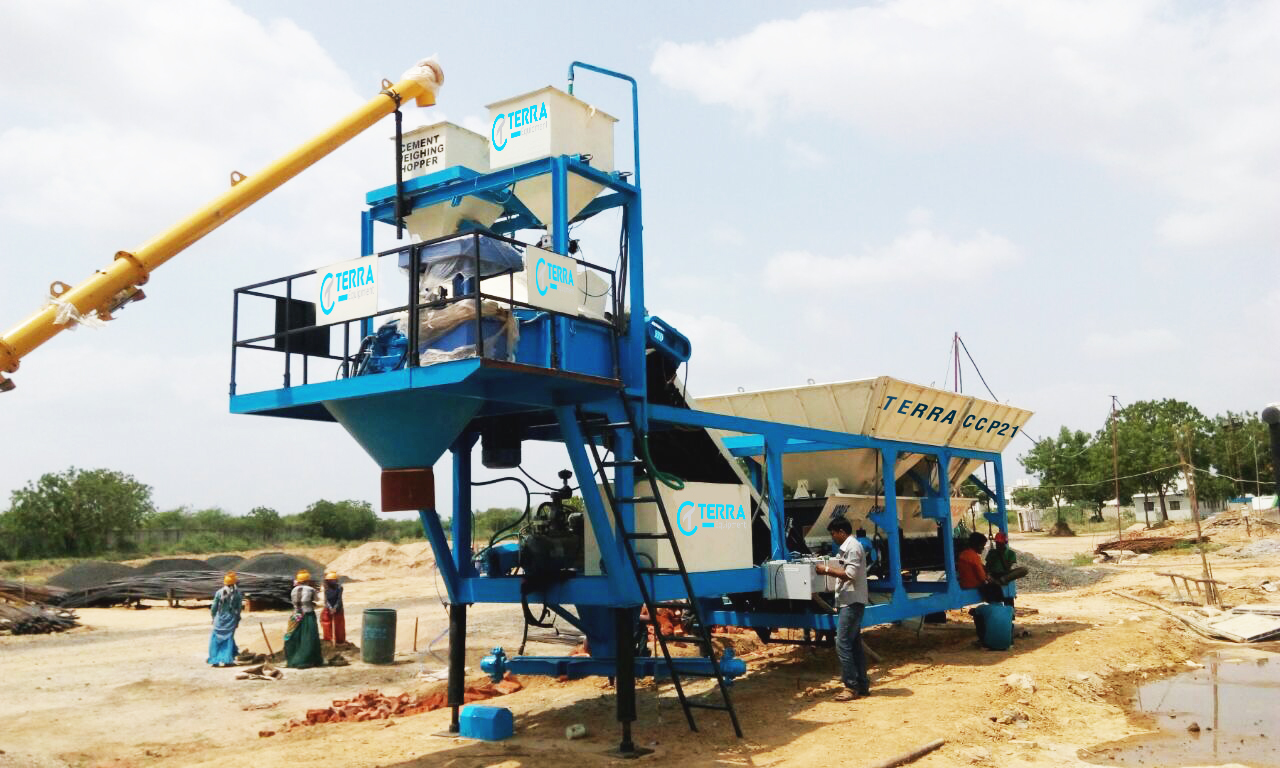 Automatic Mobile Concrete Batching Plant - 20 To 45 Cm/hr Output Capacity, 20 Hp To 40 Hp Mixer Drive, Plc Control Panel, Digital Load Cell Weighing System, High Efficiency, Low Energy Consumption