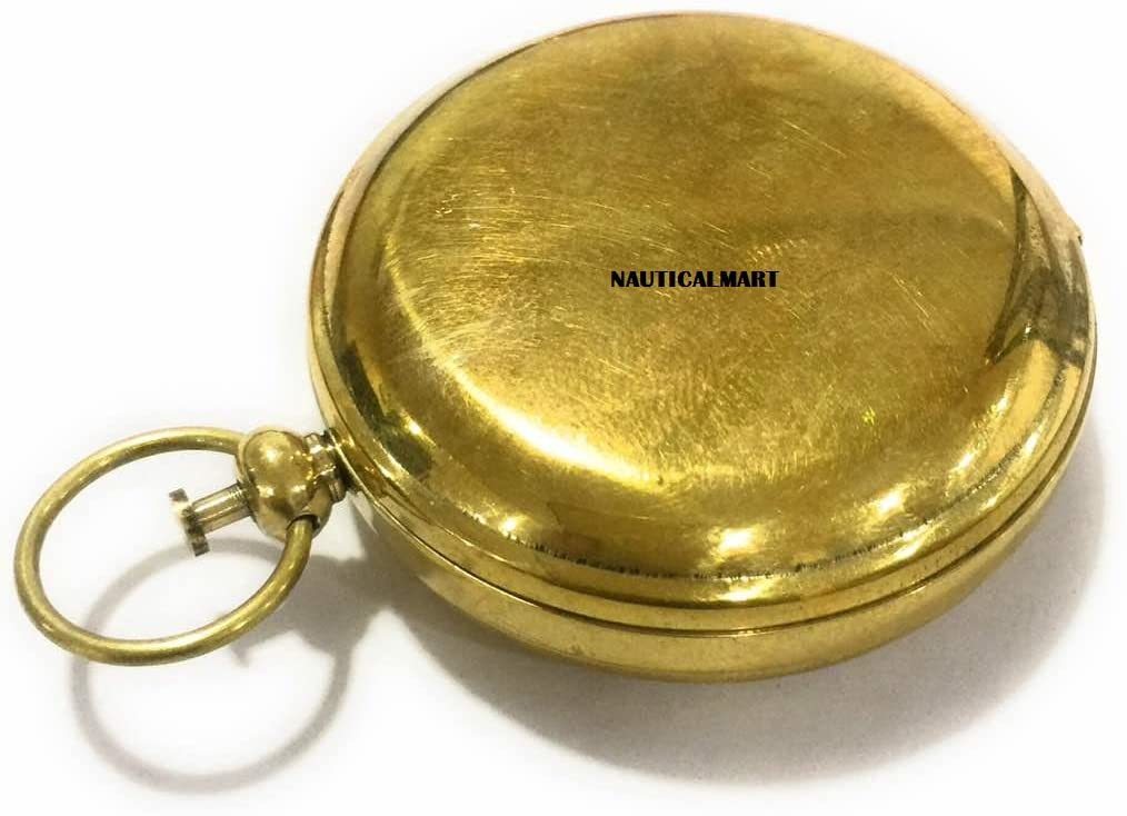Nautical Nauticalmart Handmade Brass Push Button Compass -Direction Compass, Brass Pocket Compass, Pirate Gift Compass