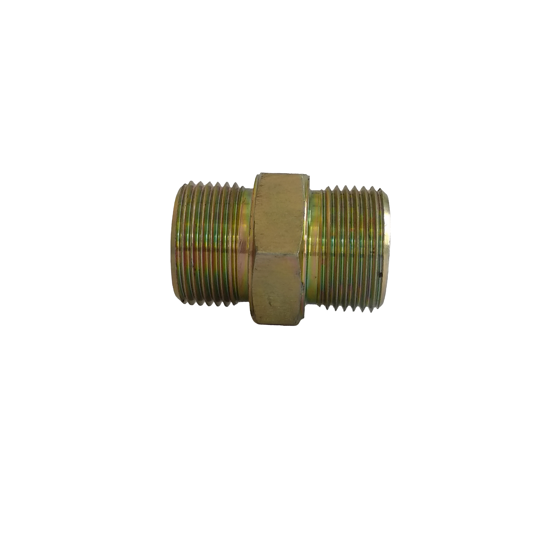 Hydraulic Hex Nipple - Ms, 1" Size, Gold Color | 225 Gm Weight, Industrial Use, Hydraulic Parts