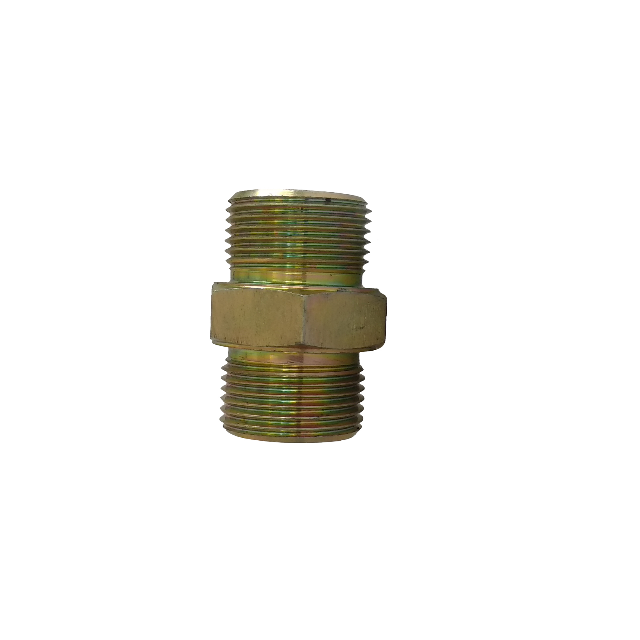 Hydraulic Hex Nipple - Ms, 1" Size, Gold Color | 225 Gm Weight, Industrial Use, Hydraulic Parts
