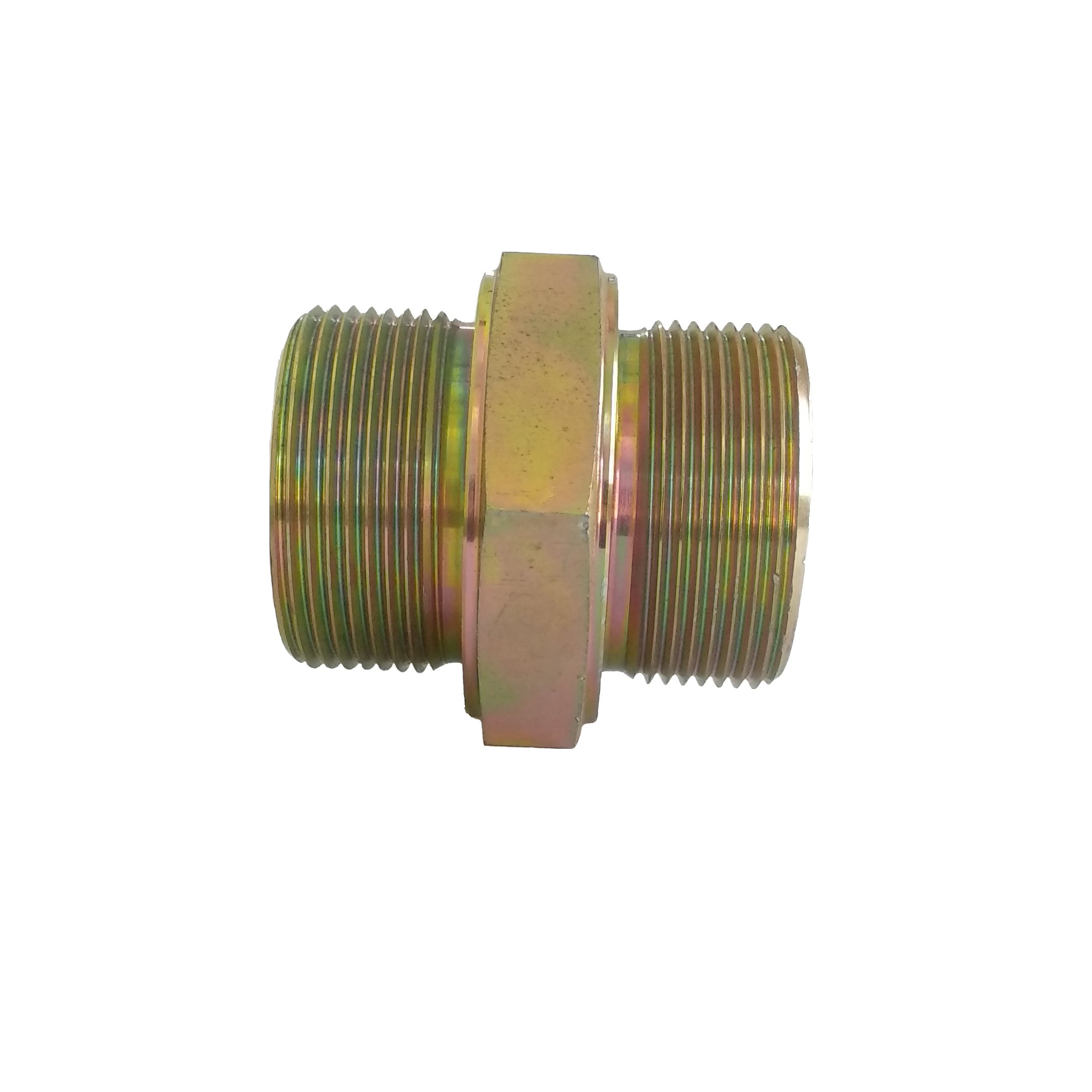 Hydraulic Hex Nipple - Ms Material, 1/2" Size, Gold Color | 568 Gm Weight, T1266 P147 Model, Ideal For Machinery Use