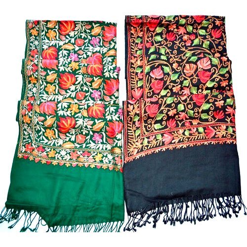Machine Made Wool Ary Embroided Stoles