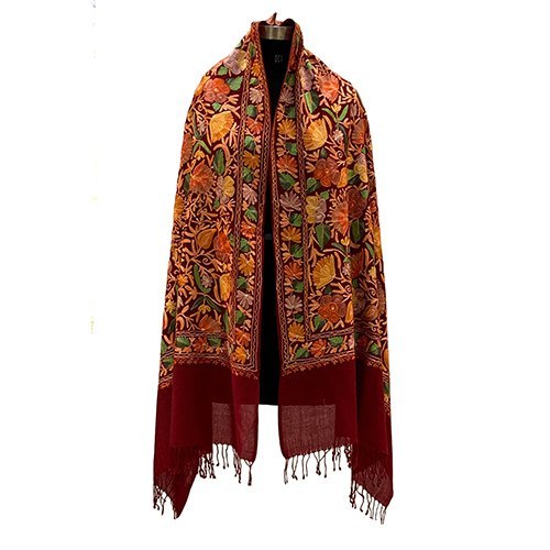 Machine Made Wool Ary Embroided Stoles