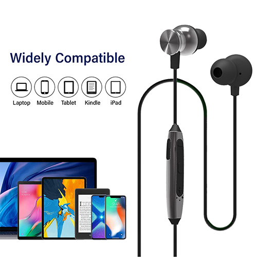 Ptron Intunes Pro - Metal & Abs Body, Wireless Stereo Sound, Gray & Black | Bluetooth 5.0, Magnetic Earbuds, Hands-free Mic, 3-4 Hours Battery Life
