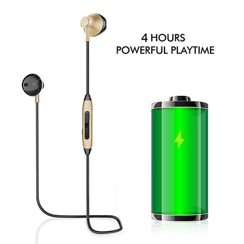 Ptron Intunes Pro In-ear Magnetic Stereo Wireless Headphones With Mic - Metal & Abs Body, Black & Gold Color | Bluetooth 5.0, 4 Hours Music Time, Lightweight Design