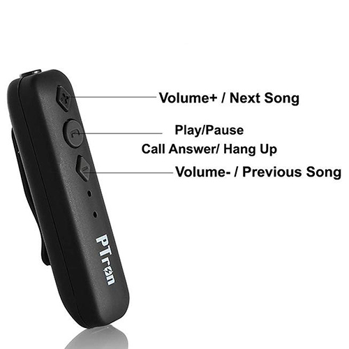 Ptron Echo Compact Bluetooth Wireless Adapter For Smartphones & Tablets - Abs+rubber Body, Mini Size, Black | 130mah Battery, 4 Hrs Playback, Bluetooth V4.2