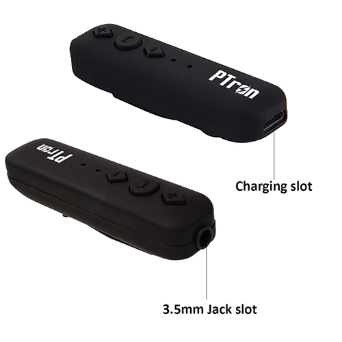 Ptron Echo Compact Bluetooth Wireless Adapter For Smartphones & Tablets - Abs+rubber Body, Mini Size, Black | 130mah Battery, 4 Hrs Playback, Bluetooth V4.2