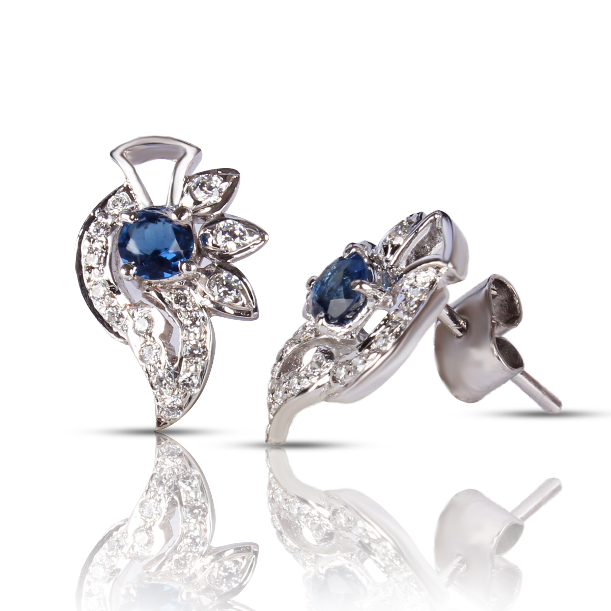 Sterling Silver Drop Earrings - 92.5 Silver With Colour Cubic Zirconia Stones | High Polished, Nickel Free Rhodium Plated, Perfect For Anniversary And Weddings