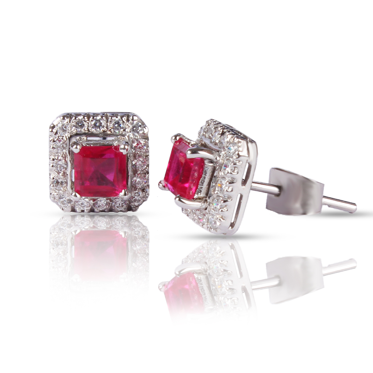 Sterling Silver Drop Earrings - 92.5 Silver With Colour Cubic Zirconia Stones | High Polished, Nickel Free Rhodium Plated, Perfect For Anniversary And Weddings