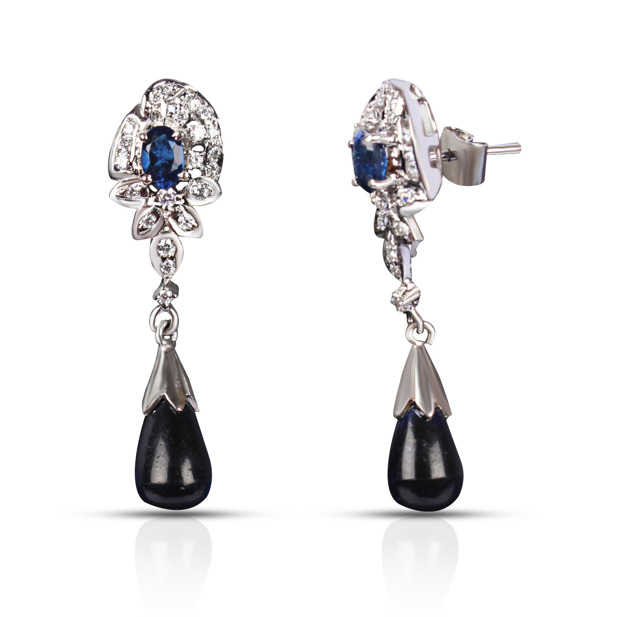 Sterling Silver Drop Earrings - 92.5 Silver With Colour Cubic Zirconia Stones | High Polished, Nickel Free Rhodium Plated, Perfect For Anniversary And Weddings