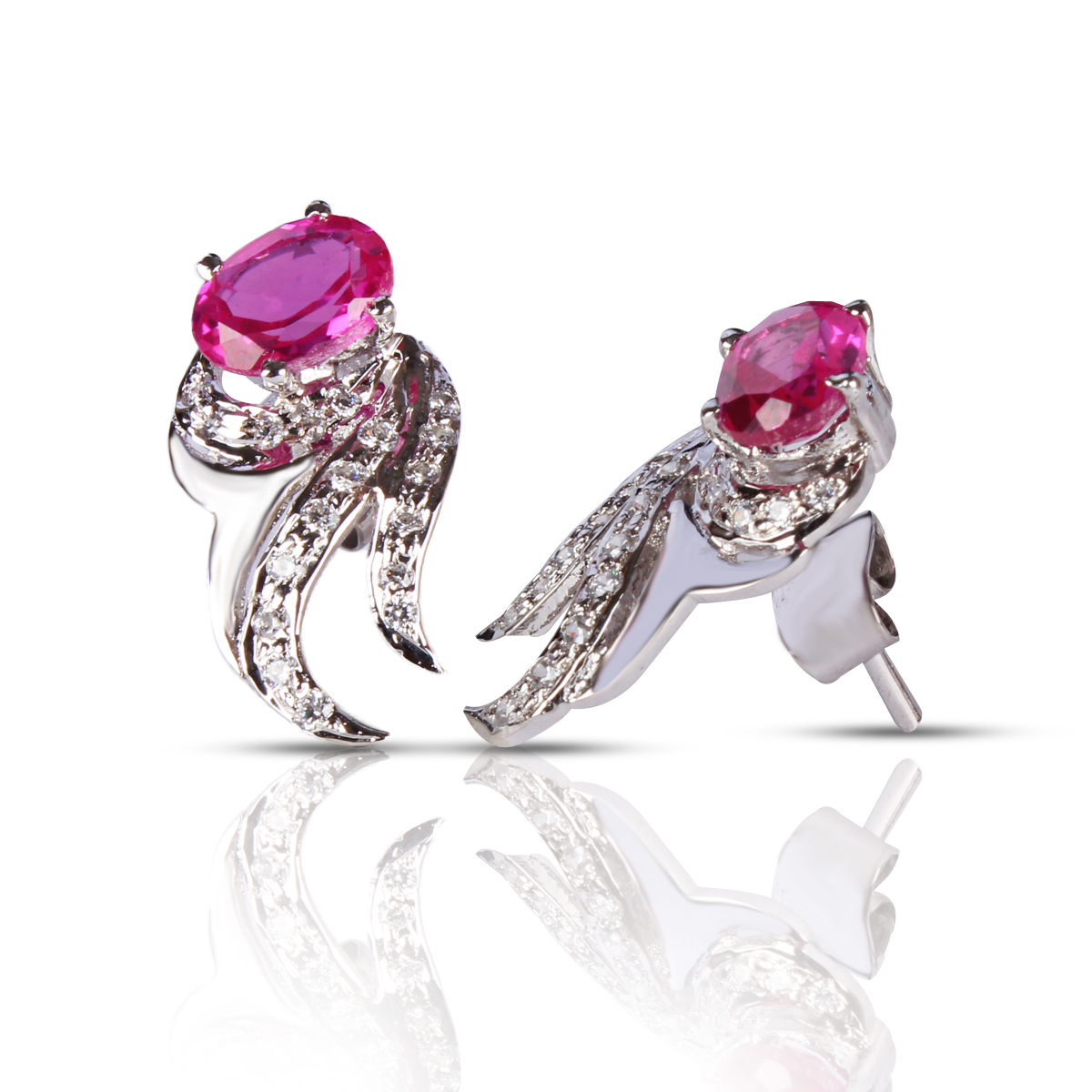 Sterling Silver Drop Earrings - 92.5 Silver With Colour Cubic Zirconia Stones | High Polished, Nickel Free Rhodium Plated, Perfect For Anniversary And Weddings