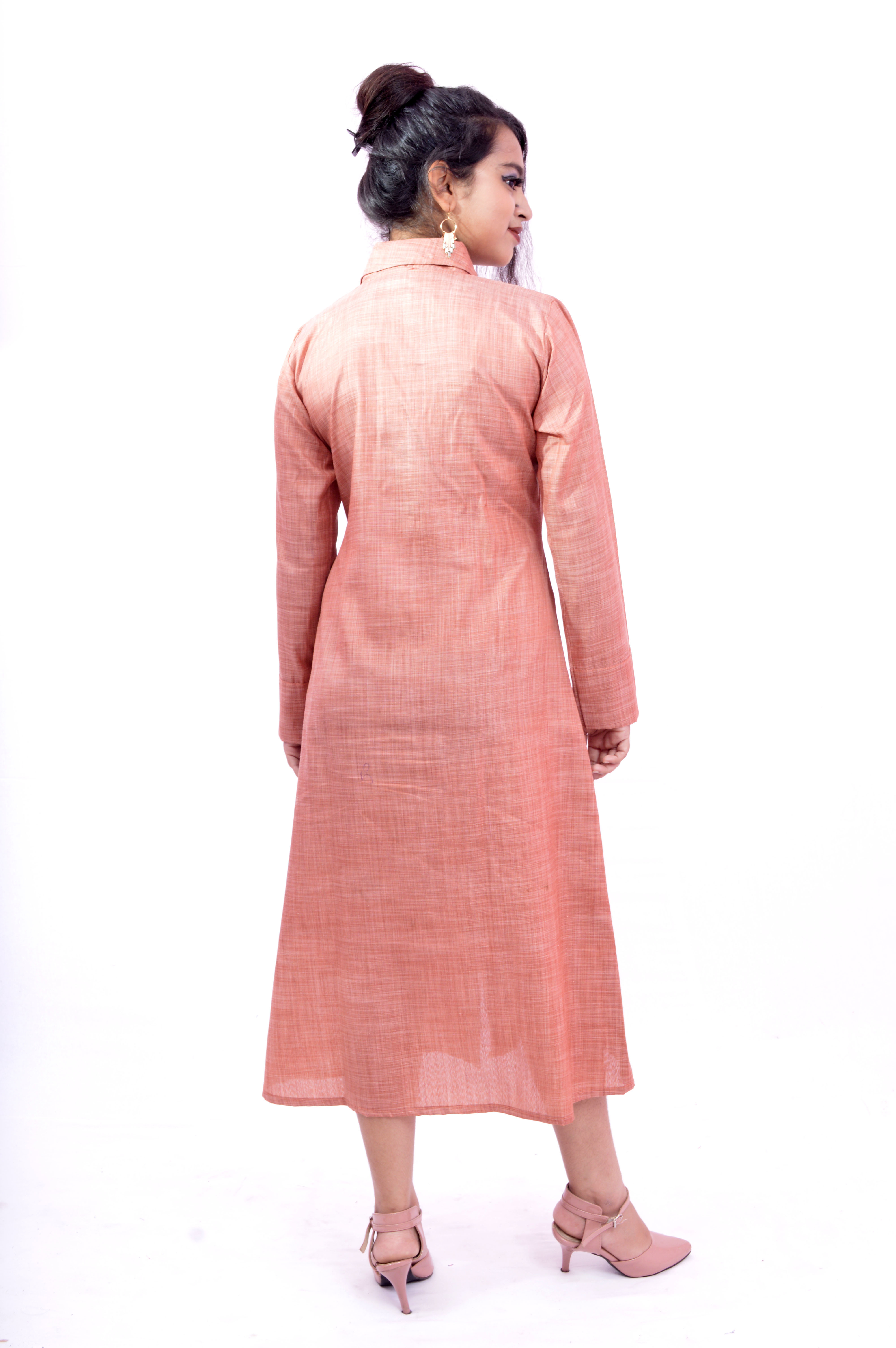 Women Kurti - Cotton , A-line Design With Shirt Collar Style, Available In Sizes S To Xxl, Long Sleeves For Summer Comfort
