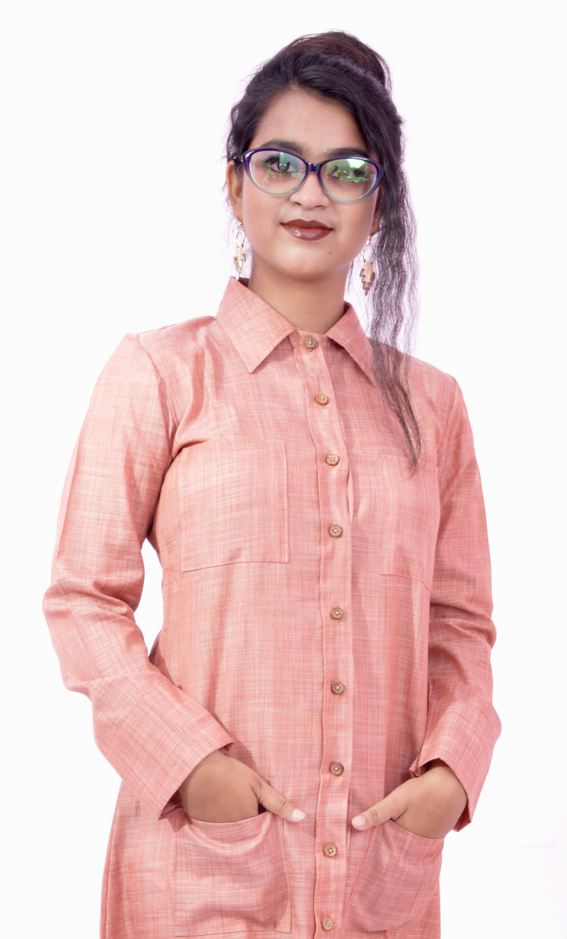 Women Kurti - Cotton , A-line Design With Shirt Collar Style, Available In Sizes S To Xxl, Long Sleeves For Summer Comfort