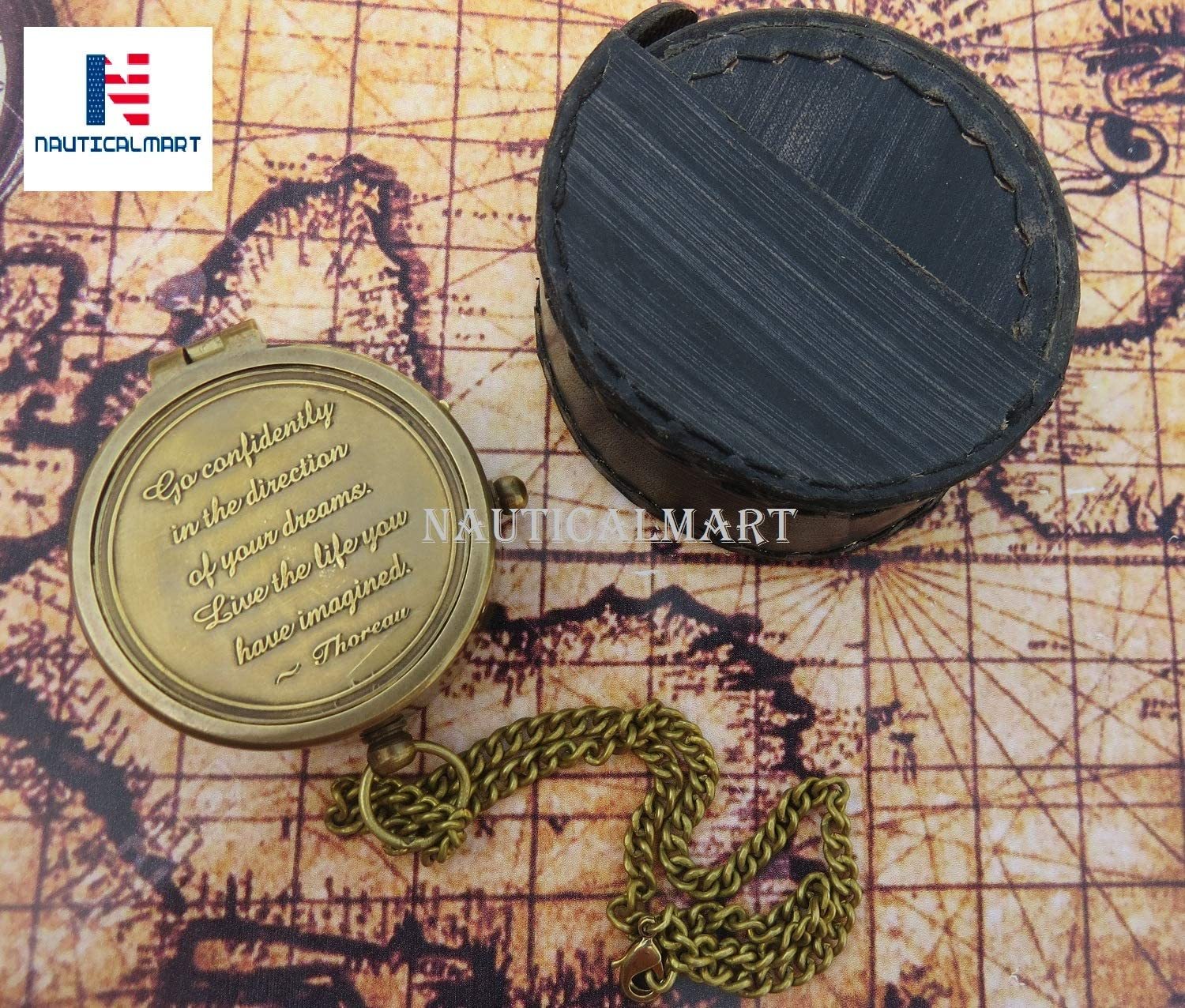 Nautical Nauticalmart Brass Compass Thoreau's Quote Go Confidently In The Direction Of Your Dreams! Live The Life You've Imagined Gift