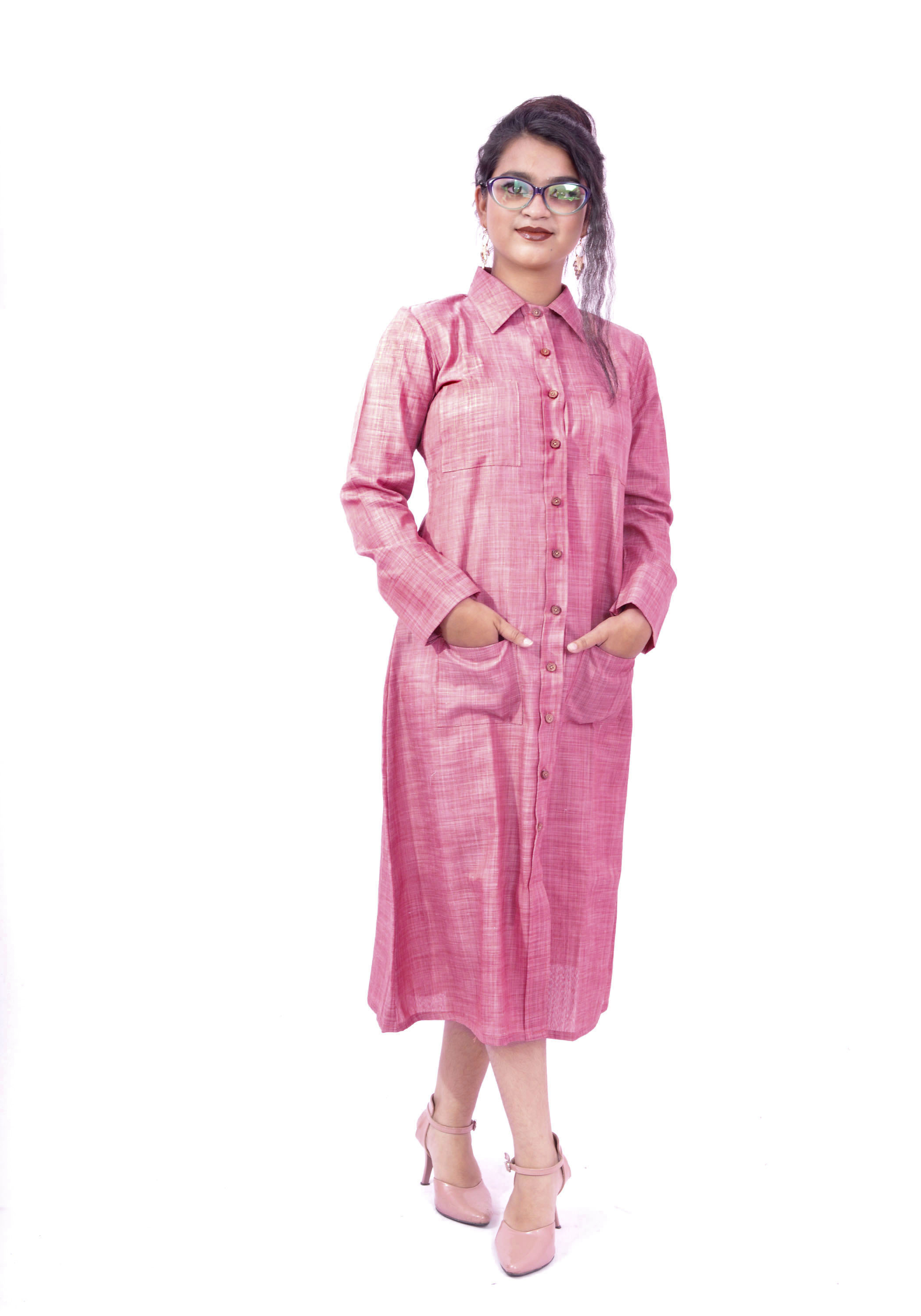 Women Kurti - Cotton , A-line Design With Shirt Collar Style, Available In Sizes S To Xxl, Long Sleeves For Summer Comfort
