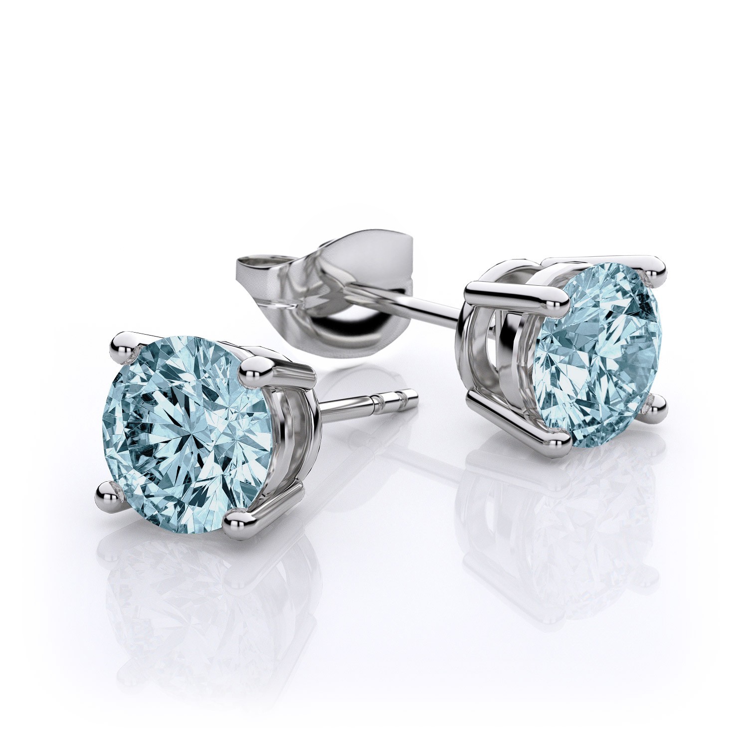 Sterling Silver Stud Earrings - 92.5 Silver With Colour Cz Stone, High Polish Finish For Women's Party And Gift Occasions