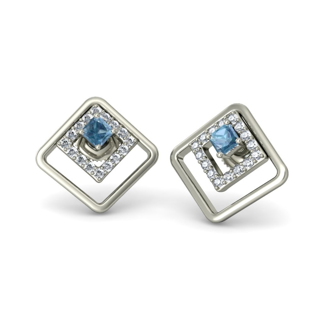 Sterling Silver Stud Earrings - 92.5 Silver With Colour Cz Stone, High Polish Finish For Women's Party And Gift Occasions